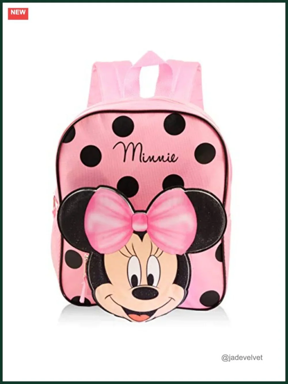 Minnie Mouse Mini Backpack for Kids w Adjustable Straps, 3D Ears & Bow, 12 inch